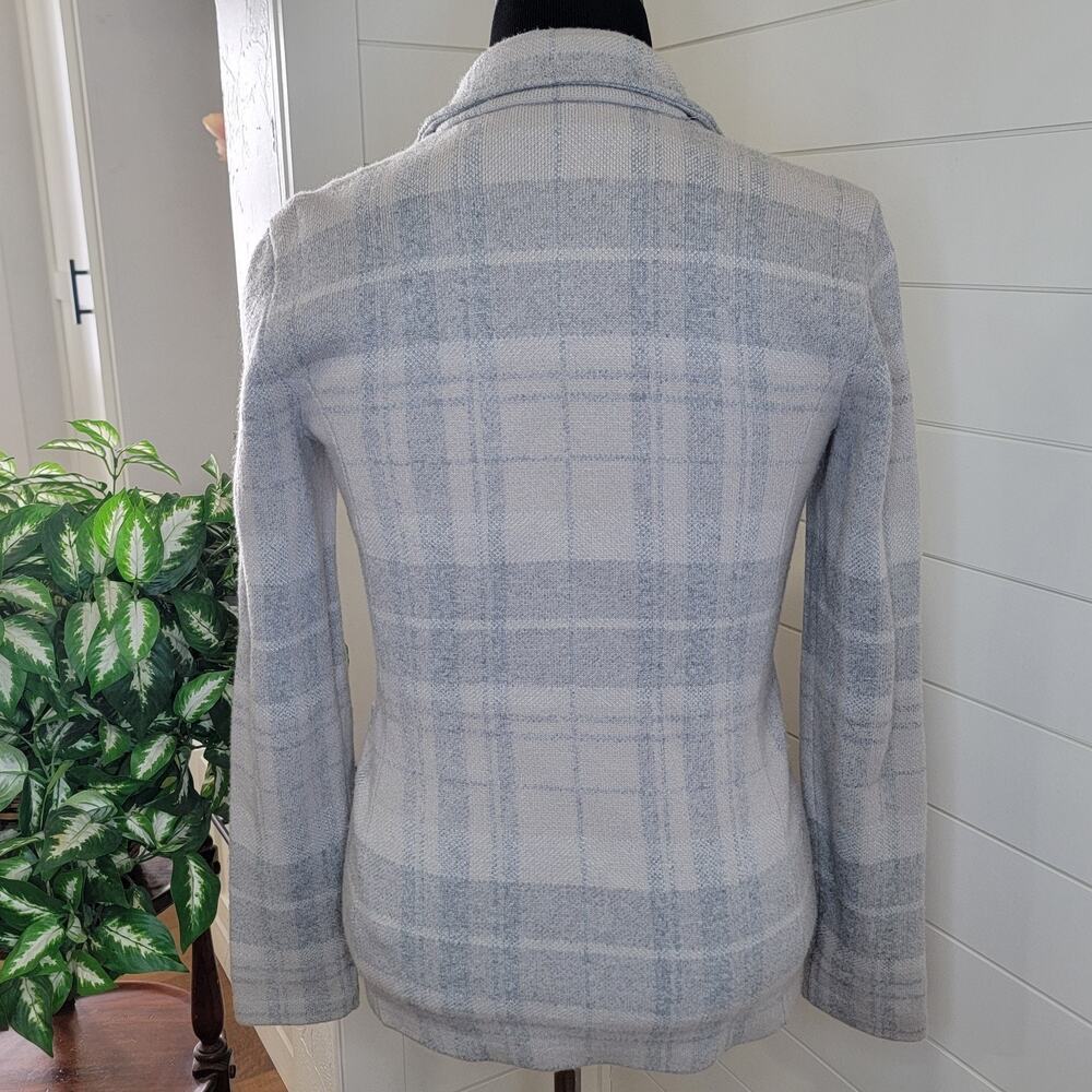 Lauren Ralph Lauren Black Label Wool Blend Knit Plaid Blazer Womens Medium Gray - Picture 6 of 11